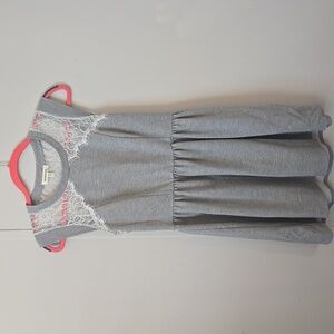 Monteau Gray Womens Dress with Lace Accents Size Large